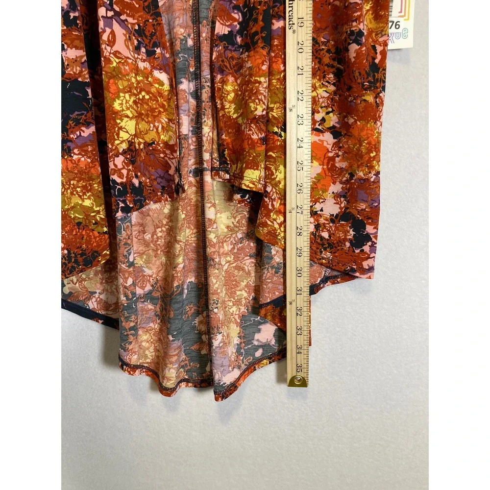 Boho Artsy LuLaRoe Women Sm Orange Floral Lindsay High Low Kimono‎ Cardigan NWT